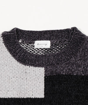 ベロアモールカラーブロックプルオーバー