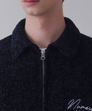 ベロアモールワンポイントZIPカーディガン