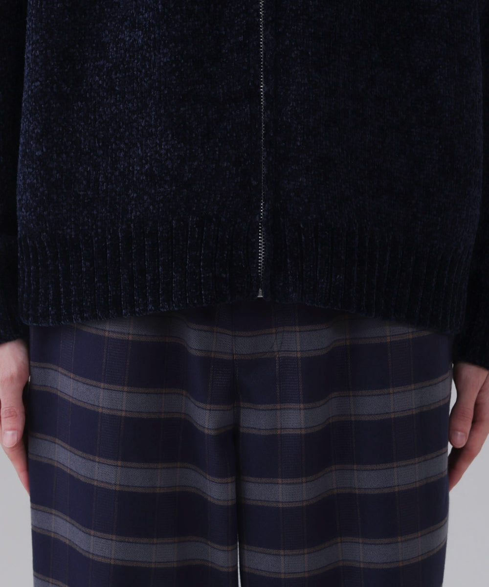 ベロアモールワンポイントZIPカーディガン