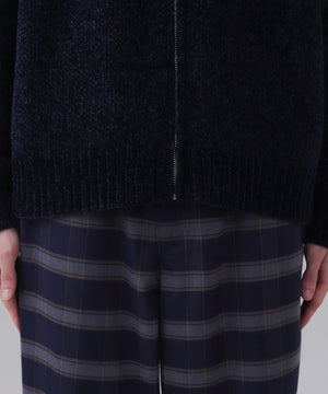 ベロアモールワンポイントZIPカーディガン