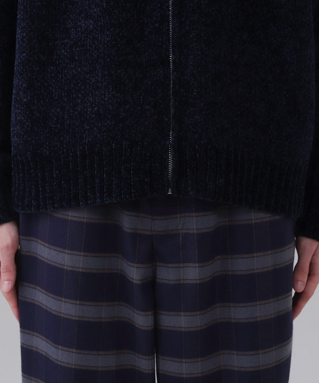 ベロアモールワンポイントZIPカーディガン