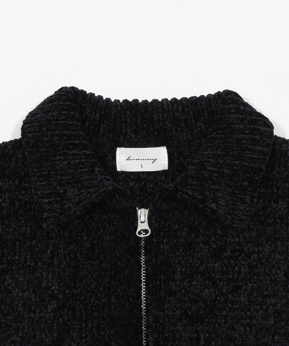 ベロアモールワンポイントZIPカーディガン