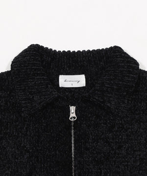 ベロアモールワンポイントZIPカーディガン