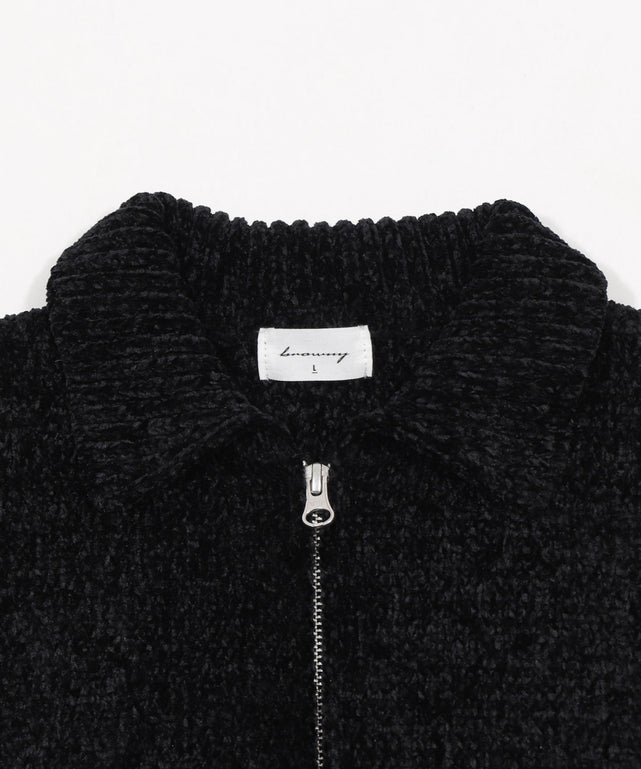 ベロアモールワンポイントZIPカーディガン