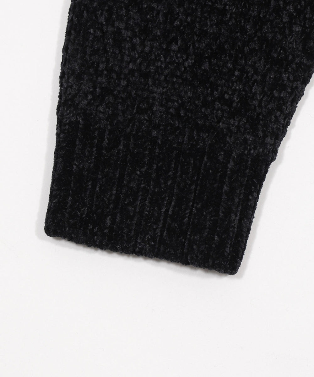 ベロアモールワンポイントZIPカーディガン