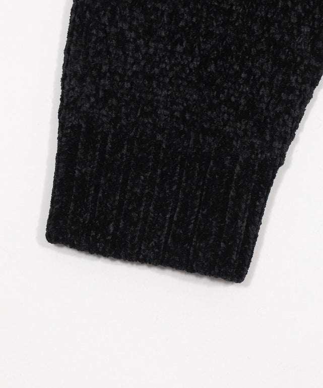 ベロアモールワンポイントZIPカーディガン