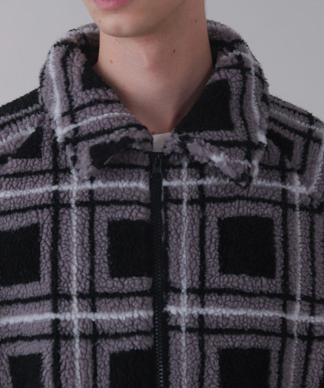 ボアチェックブルゾン