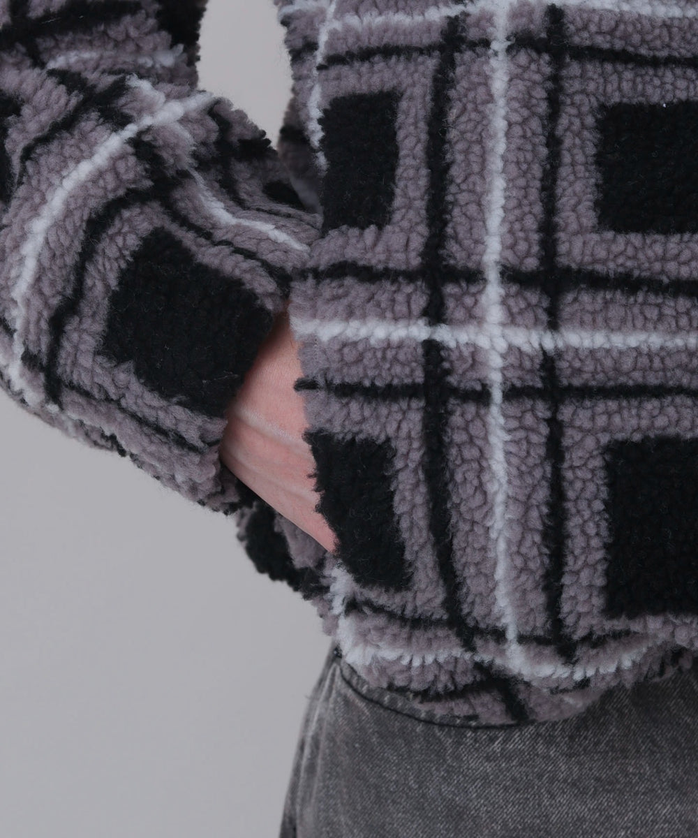 ボアチェックブルゾン