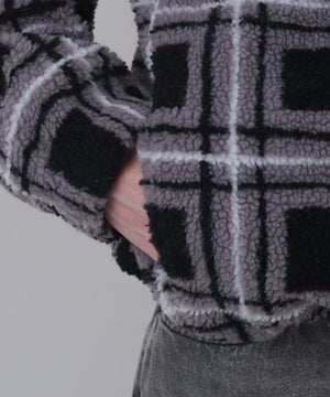 ボアチェックブルゾン