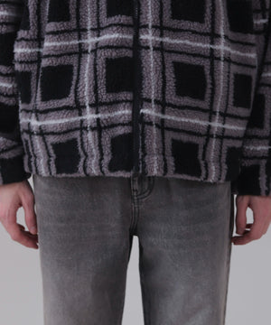 ボアチェックブルゾン