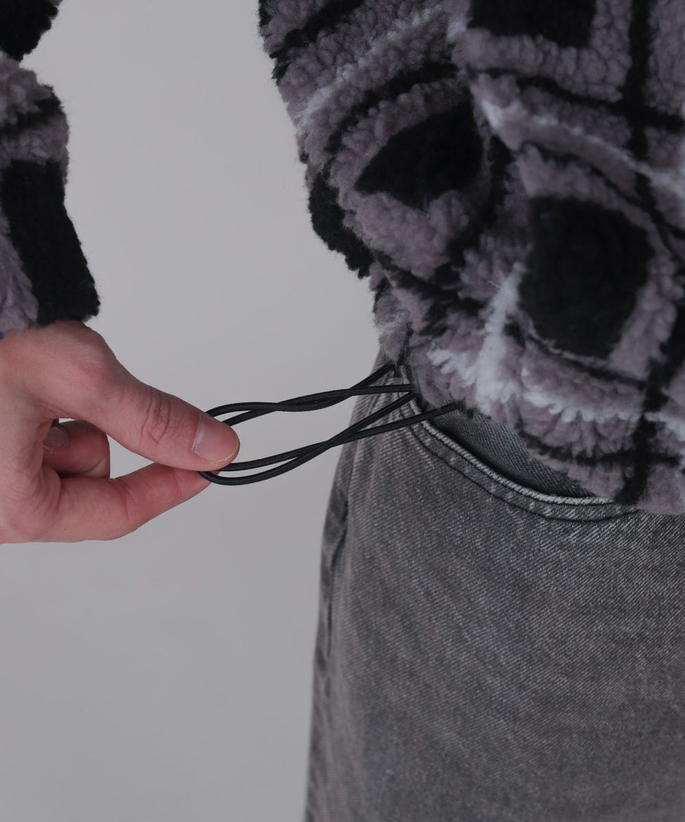 ボアチェックブルゾン