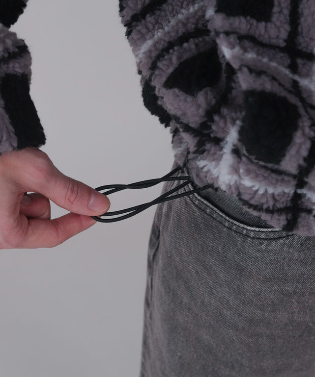 ボアチェックブルゾン