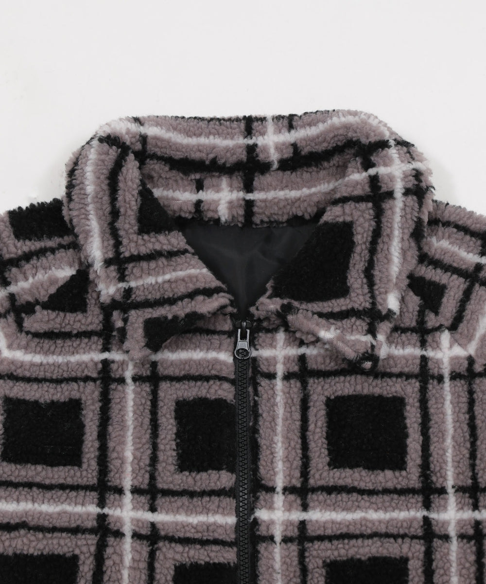 ボアチェックブルゾン