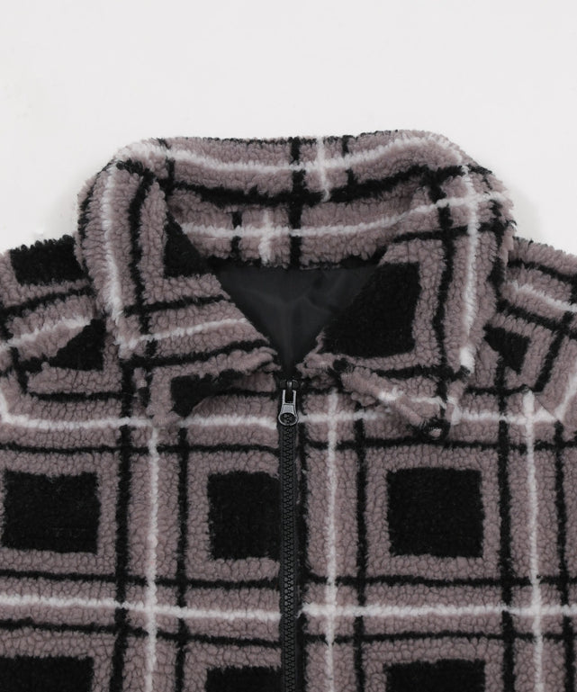 ボアチェックブルゾン