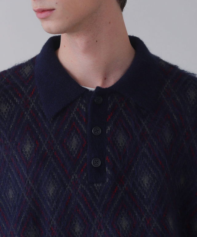 アーガイルニットポロ