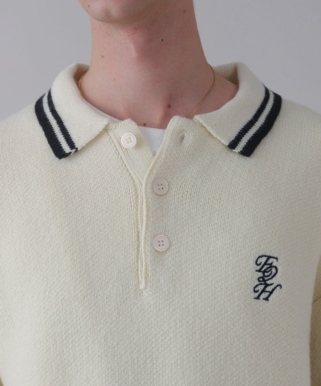 ワンポイント刺繍ニットポロ