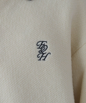 ワンポイント刺繍ニットポロ
