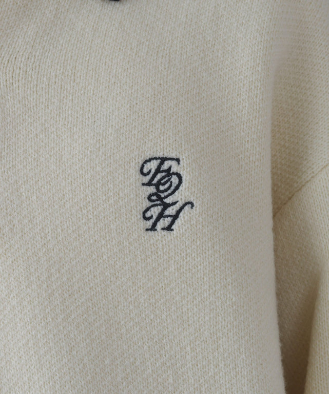 ワンポイント刺繍ニットポロ