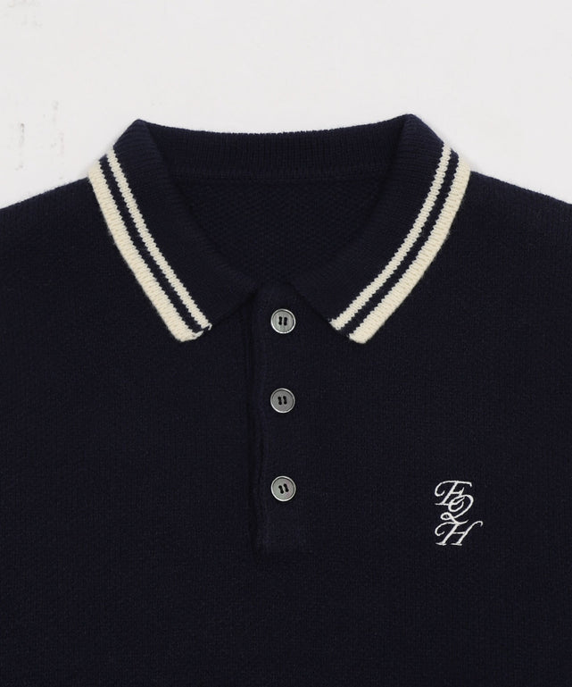 ワンポイント刺繍ニットポロ