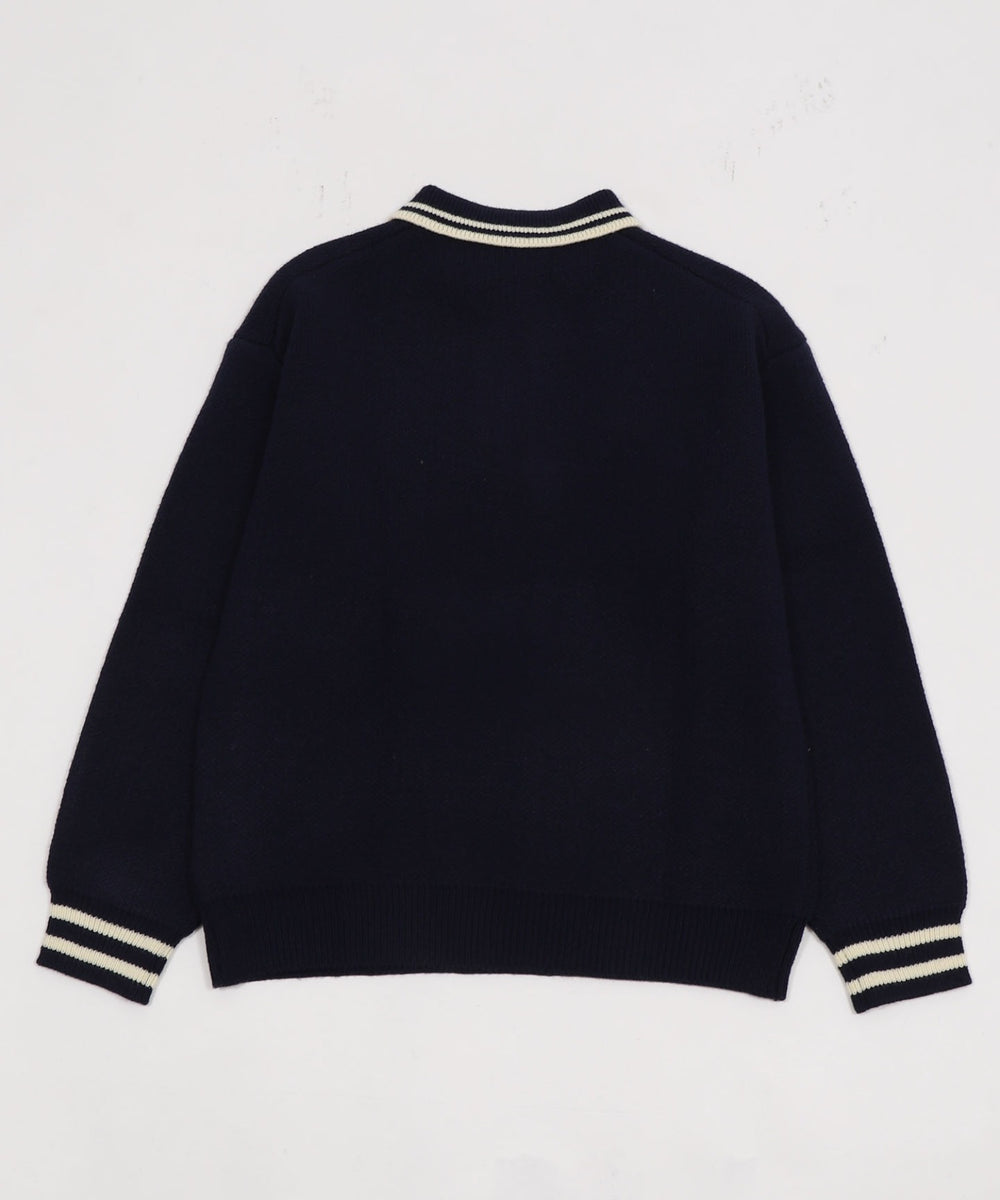 ワンポイント刺繍ニットポロ