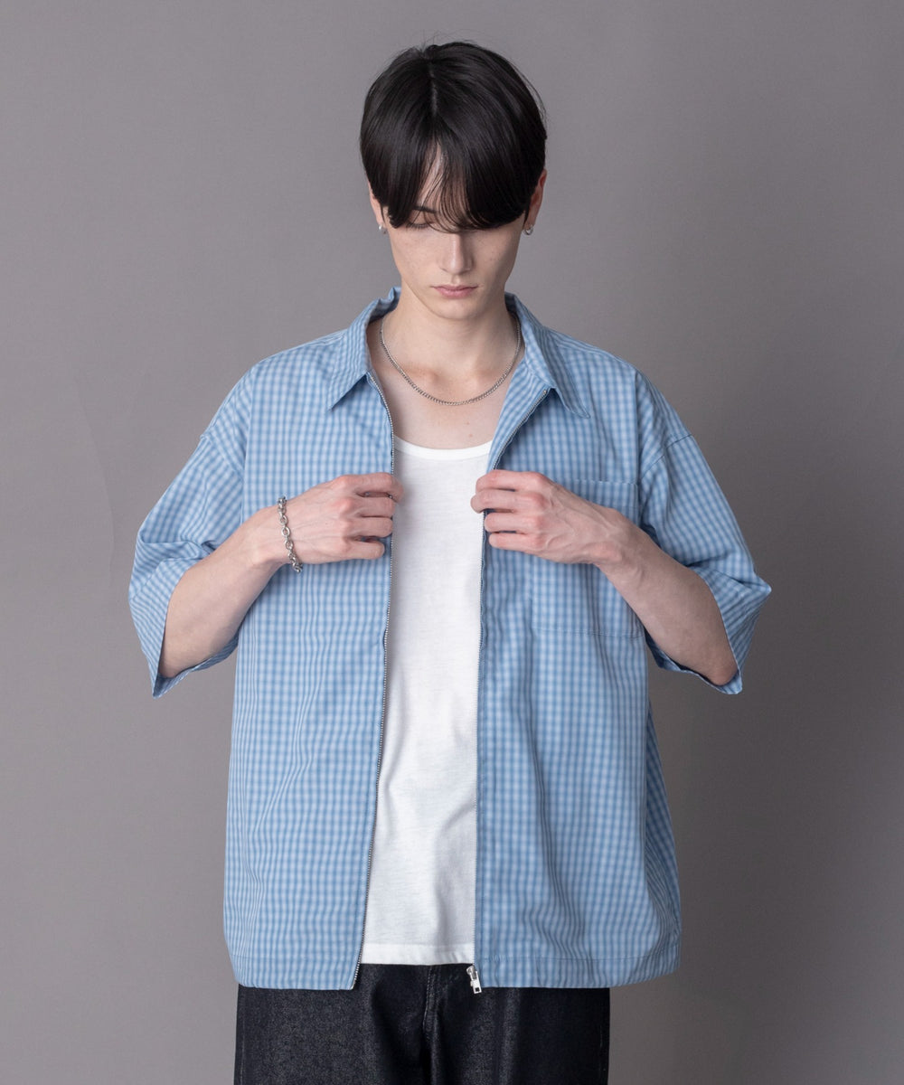 ブルーチェック1 モデル：180cm L着用