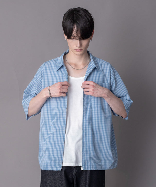 ブルーチェック1 モデル：180cm L着用