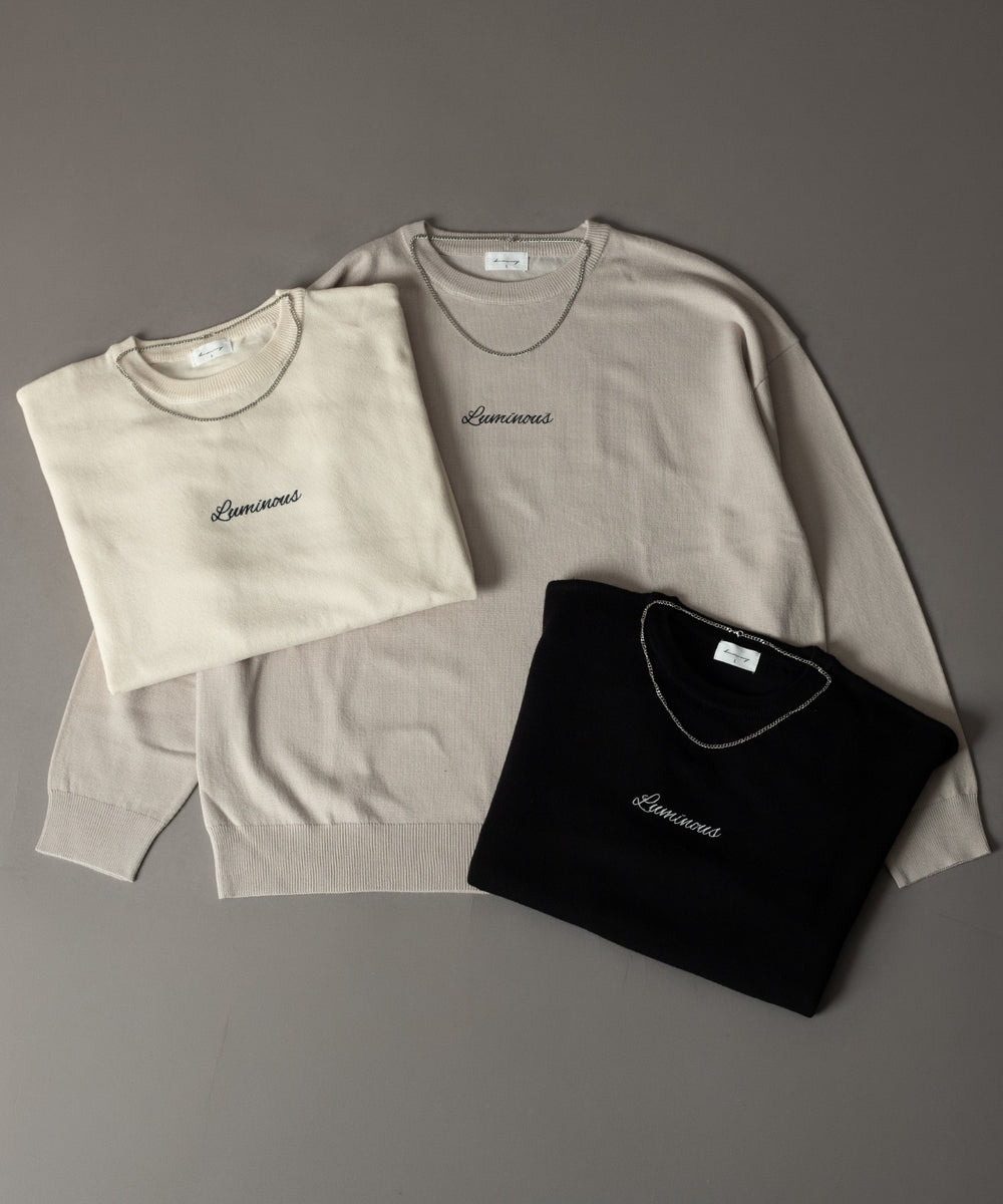 アクセ付きワンポイントニットプルオーバー（LS）