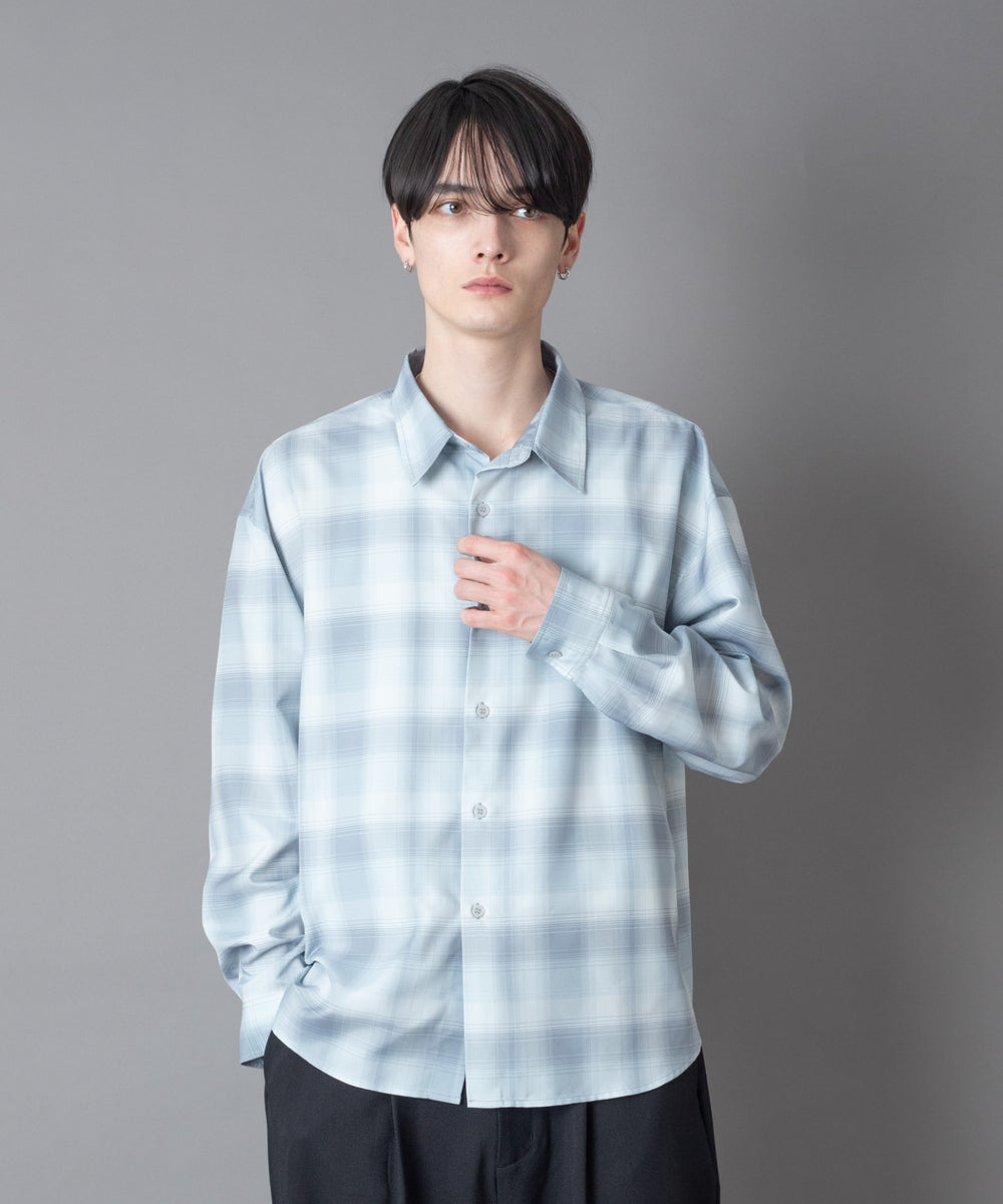 柄2(サックス/チェック)  モデル：180㎝　L着用