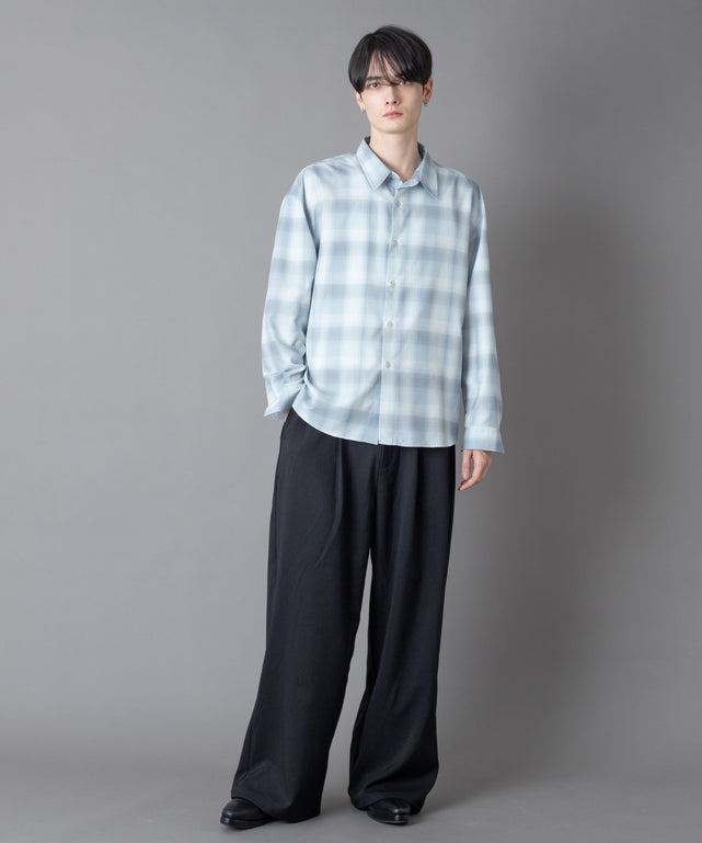 柄2(サックス/チェック)  モデル：180㎝　L着用