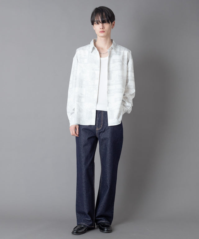 柄2(サックス/チェック)  モデル：180㎝　L着用