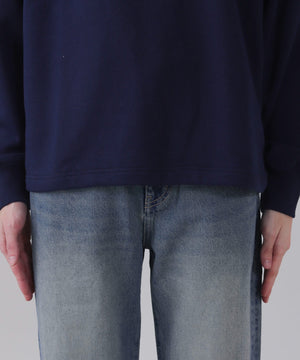 ショートドロストワンポイント刺繍プルオーバー