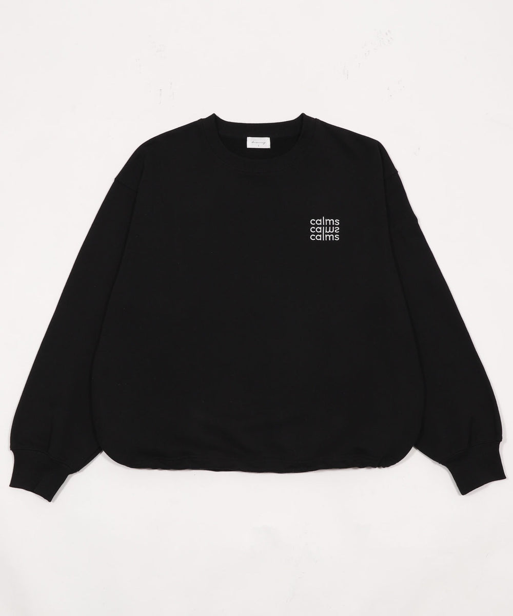 ショートドロストワンポイント刺繍プルオーバー