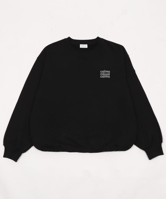 ショートドロストワンポイント刺繍プルオーバー