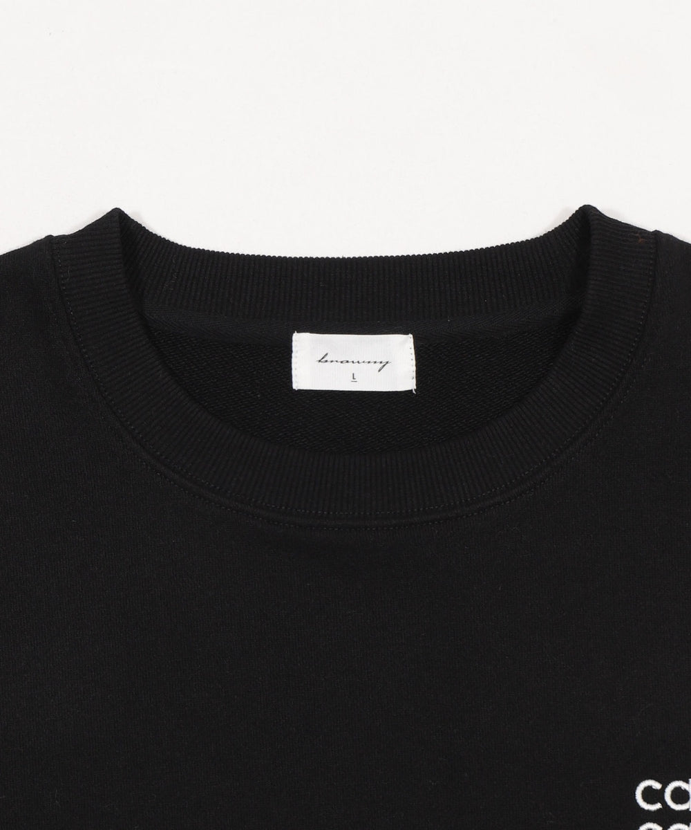 ショートドロストワンポイント刺繍プルオーバー