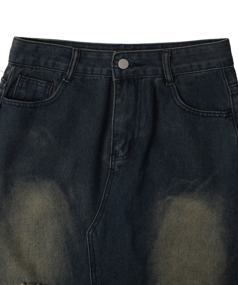 クラッシュフレアデニムスカート