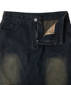 クラッシュフレアデニムスカート