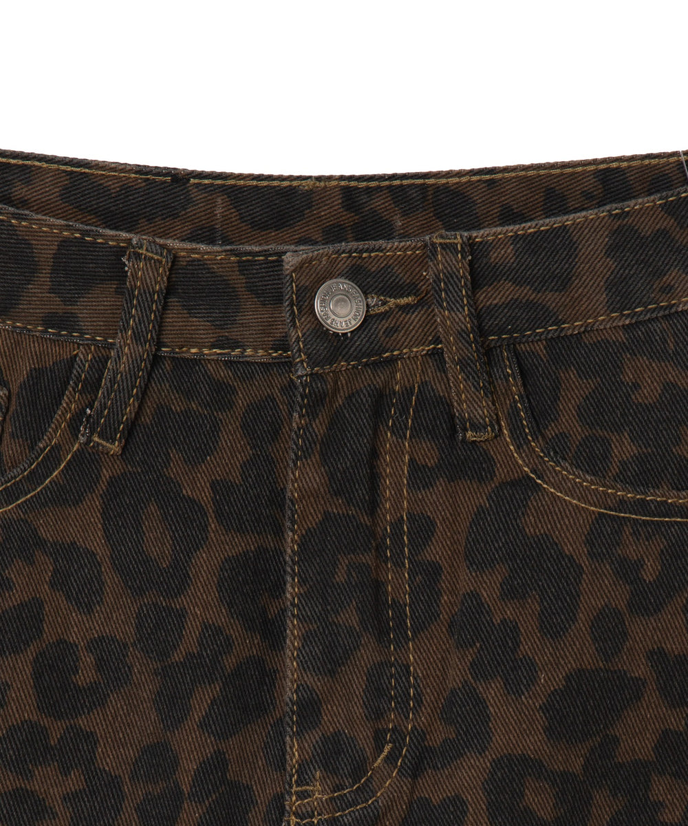 レオパードダメージミニスカパン