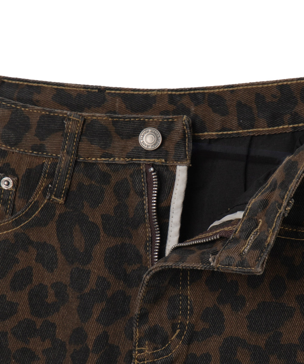 レオパードダメージミニスカパン