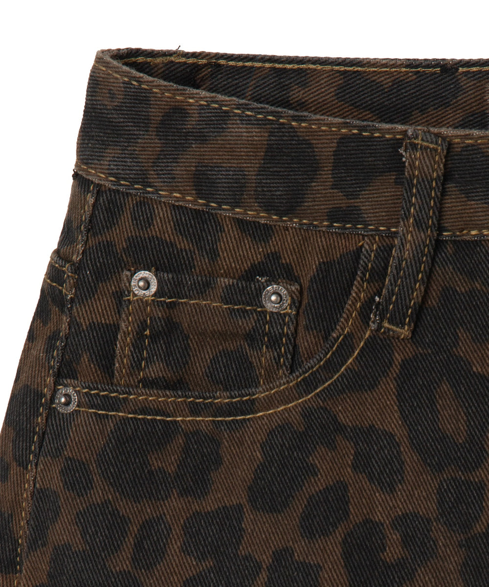 レオパードダメージミニスカパン