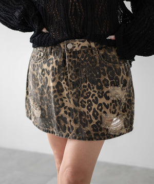 ダメージレオパードミニスカパン 【一部店舗限定】｜WEGO