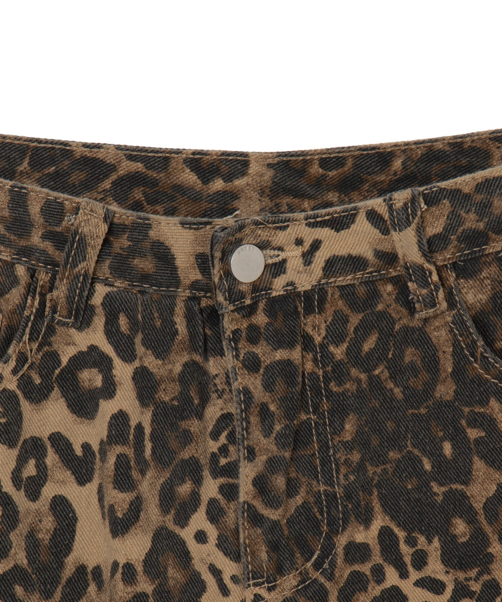 ダメージレオパードミニスカパン