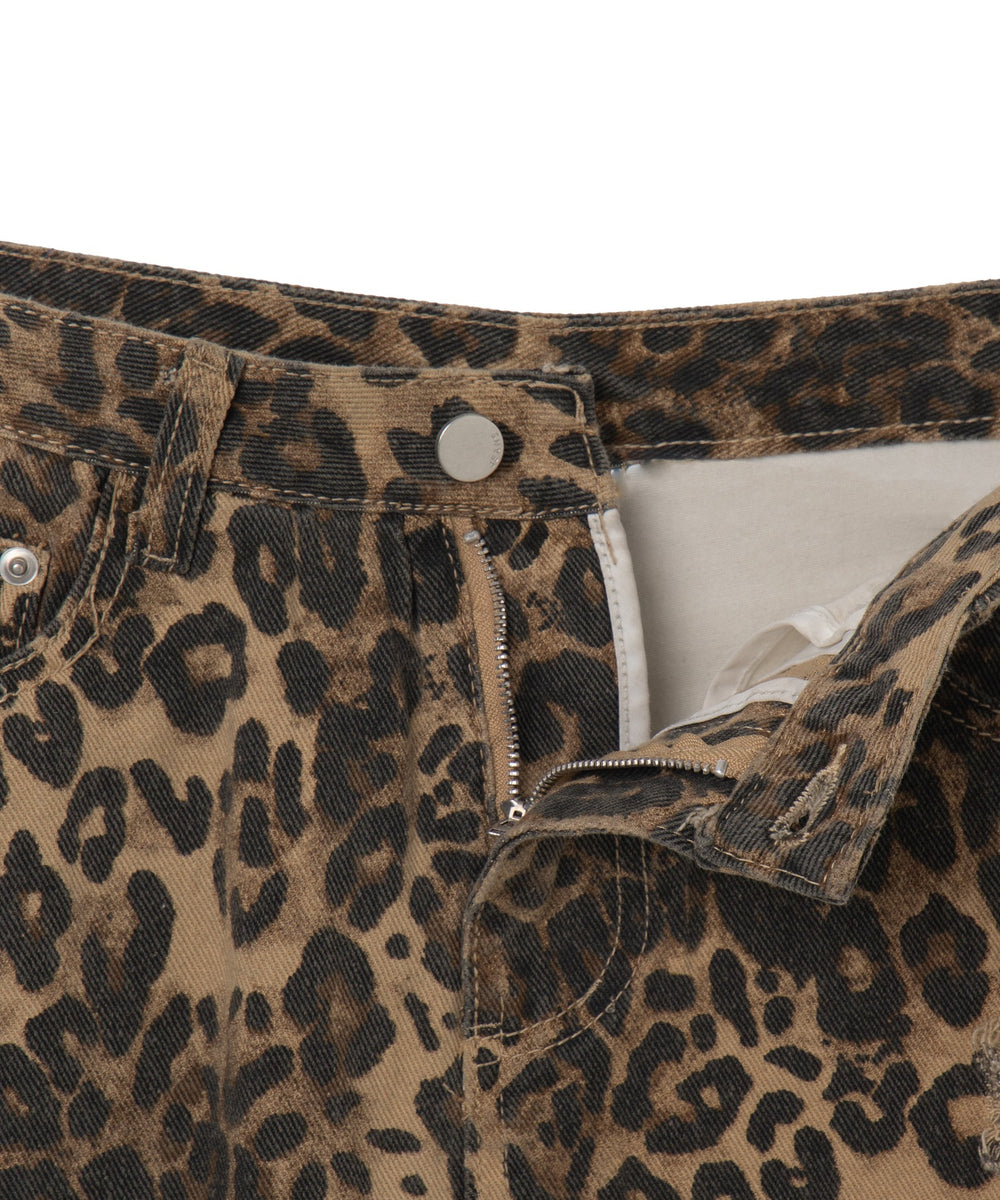 ダメージレオパードミニスカパン