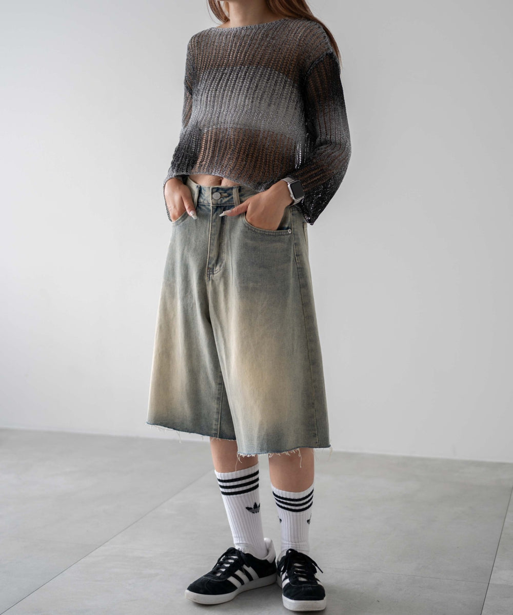 デニム淡色　モデル：155㎝　M着用