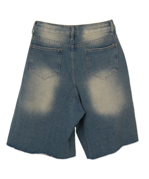ウオッシュドデニムハーフパンツ