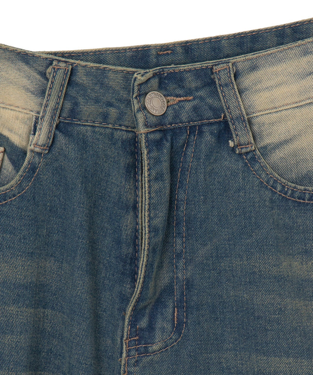 ウオッシュドデニムハーフパンツ