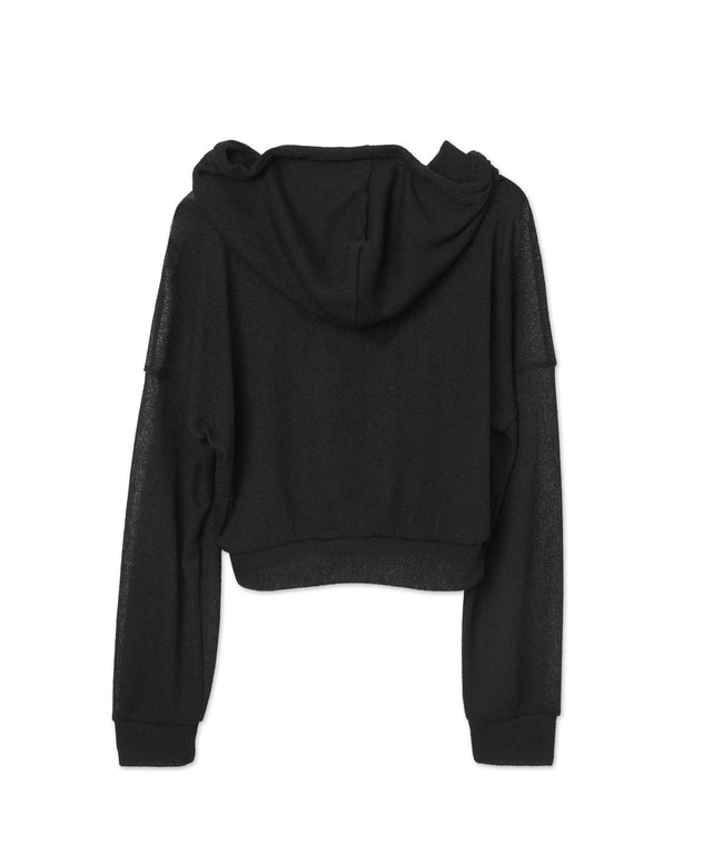 透かし編みクロップドパーカー