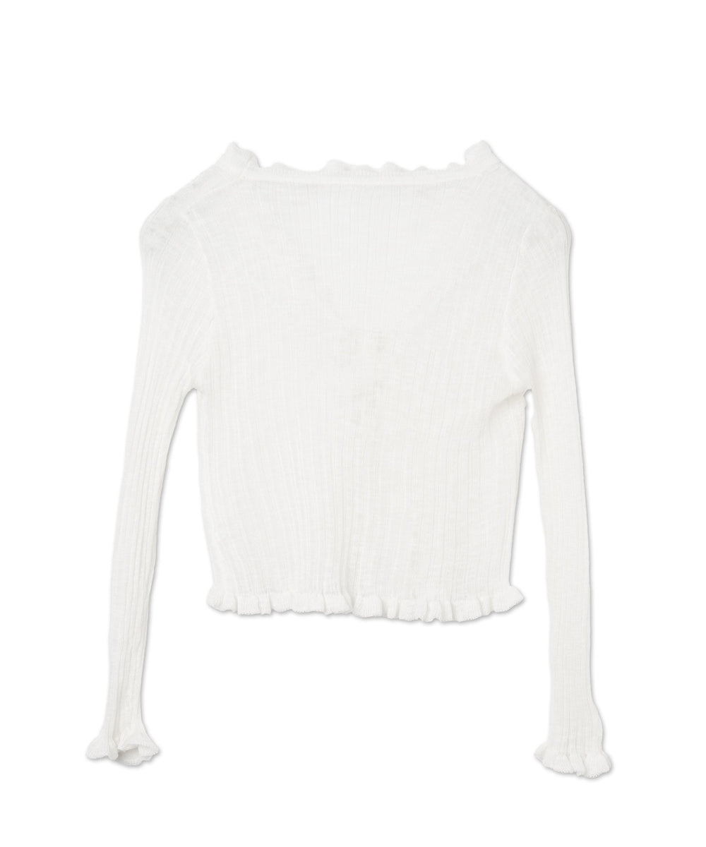 フリルデザインリボンカーデ