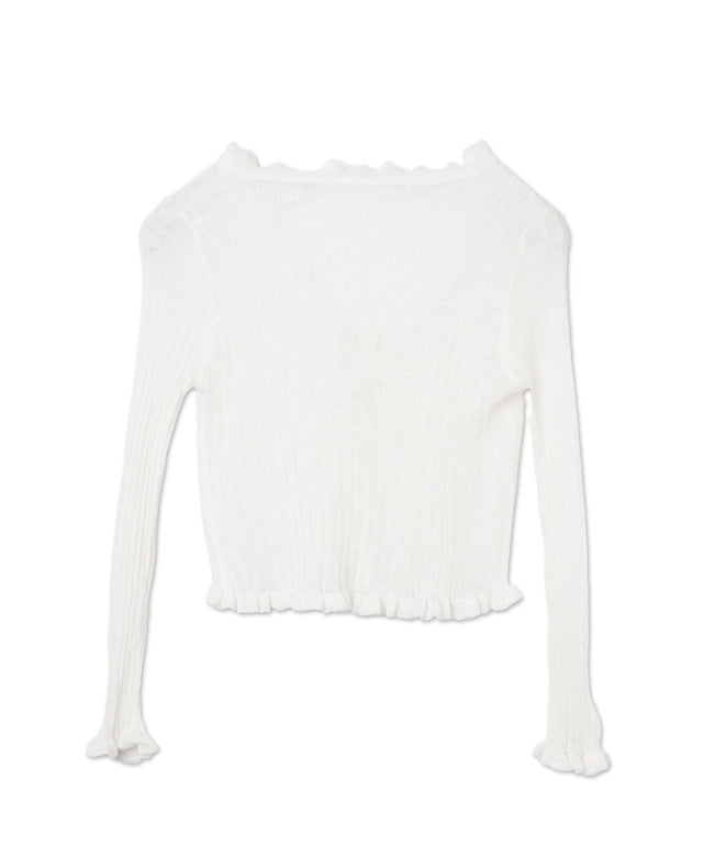 フリルデザインリボンカーデ