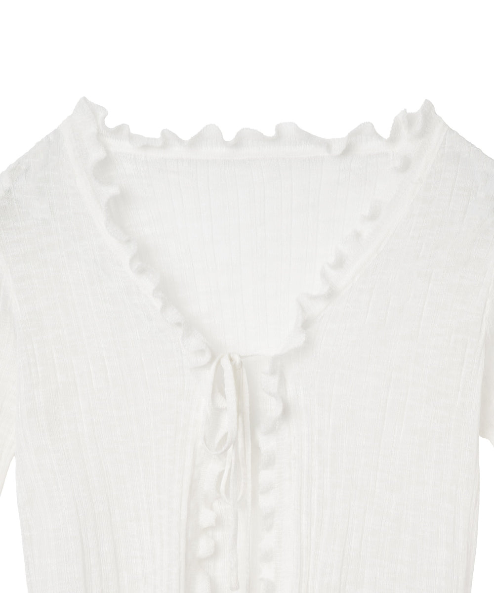 フリルデザインリボンカーデ