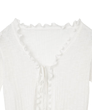 フリルデザインリボンカーデ